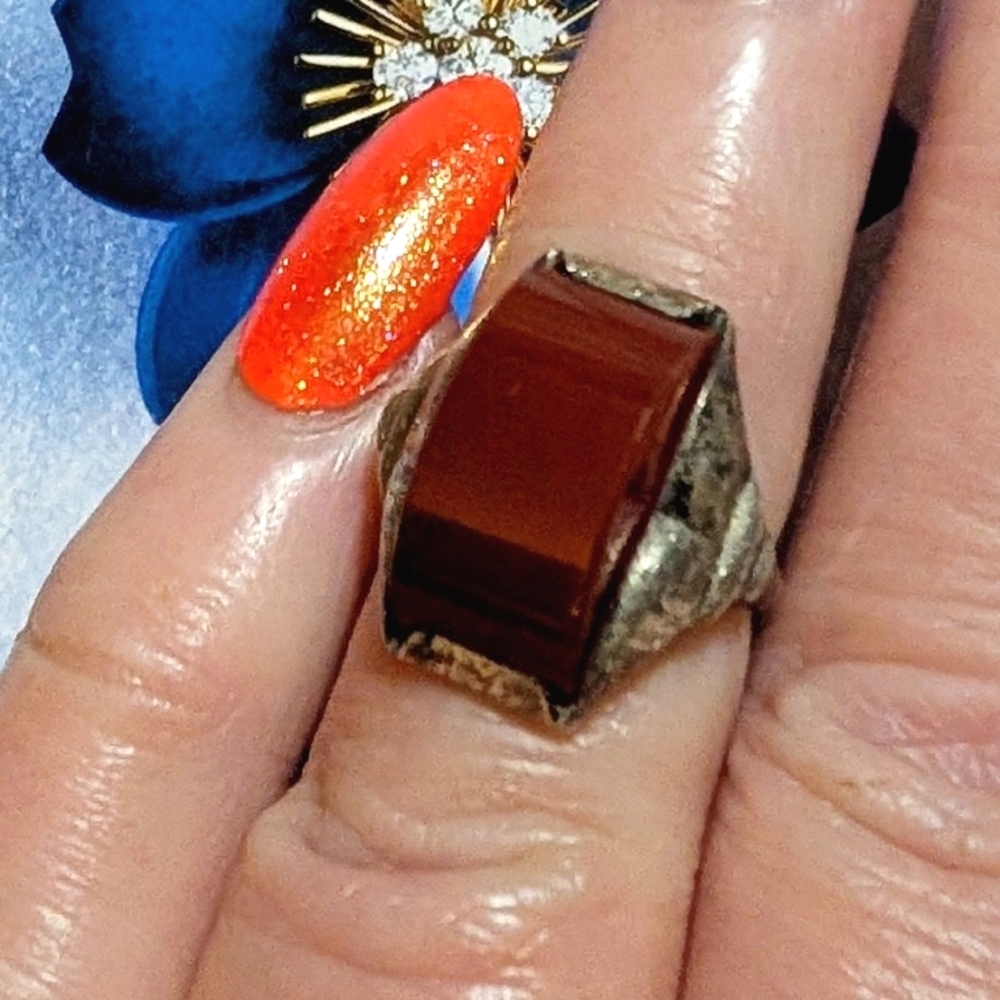 Antique Art Nouveau Carnelian Sterling Silver Ring